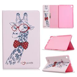 Glasses Giraffe Folio Stand Leather Wallet Case for Samsung Galaxy Tab S6 Lite P610 P615