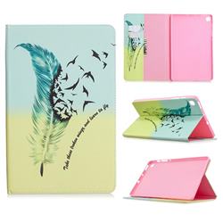 Feather Bird Folio Stand Leather Wallet Case for Samsung Galaxy Tab S6 Lite P610 P615
