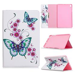 Peach Butterflies Folio Stand Leather Wallet Case for Samsung Galaxy Tab S6 Lite P610 P615