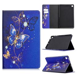 Gold and Blue Butterfly Folio Stand Tablet Leather Wallet Case for Samsung Galaxy Tab S6 Lite P610 P615