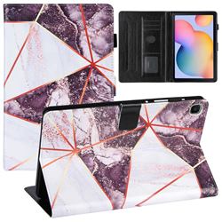 Black and White Stitching Color Marble Leather Flip Cover for Samsung Galaxy Tab S6 Lite P610 P615