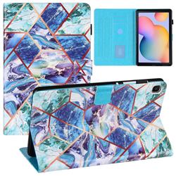 Green and Blue Stitching Color Marble Leather Flip Cover for Samsung Galaxy Tab S6 Lite P610 P615