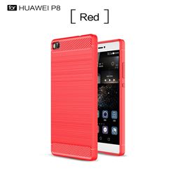 Luxury Carbon Fiber Brushed Wire Drawing Silicone TPU Back Cover for Huawei P8 (Red)
