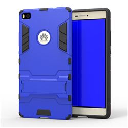 Armor Premium Tactical Grip Kickstand Shockproof Dual Layer Rugged Hard Cover for Huawei P8 - Light Blue