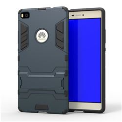 Armor Premium Tactical Grip Kickstand Shockproof Dual Layer Rugged Hard Cover for Huawei P8 - Navy