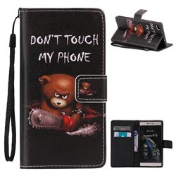 Angry Bear PU Leather Wallet Case for Huawei P8