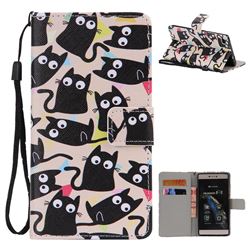 Cute Kitten Cat PU Leather Wallet Case for Huawei P8