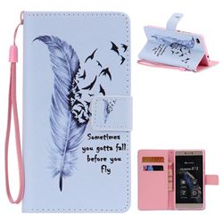 Feather Birds PU Leather Wallet Case for Huawei P8