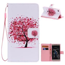 Colored Red Tree PU Leather Wallet Case for Huawei P8