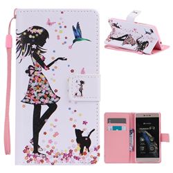 Petals and Cats PU Leather Wallet Case for Huawei P8