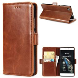 Luxury Crazy Horse PU Leather Wallet Case for Huawei P8 - Brown