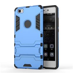Armor Premium Tactical Grip Kickstand Shockproof Dual Layer Rugged Hard Cover for Huawei P8 Lite P8lite - Light Blue