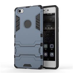 Armor Premium Tactical Grip Kickstand Shockproof Dual Layer Rugged Hard Cover for Huawei P8 Lite P8lite - Navy