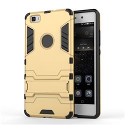 Armor Premium Tactical Grip Kickstand Shockproof Dual Layer Rugged Hard Cover for Huawei P8 Lite P8lite - Golden
