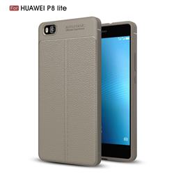 Luxury Auto Focus Litchi Texture Silicone TPU Back Cover for Huawei P8 Lite P8lite - Gray