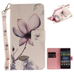 Magnolia Flower Hand Strap Leather Wallet Case for Huawei P8 Lite P8lite