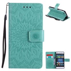 Embossing Sunflower Leather Wallet Case for Huawei P8 Lite P8lite - Green
