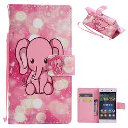 Pink Elephant PU Leather Wallet Case for Huawei P8 Lite P8lite