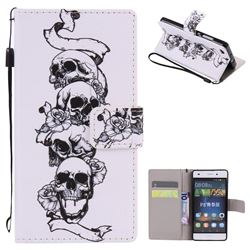 Skull Head PU Leather Wallet Case for Huawei P8 Lite P8lite