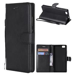Retro Greek Classic Smooth PU Leather Wallet Phone Case for Huawei P8 Lite P8lite - Black