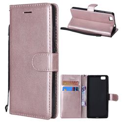 Retro Greek Classic Smooth PU Leather Wallet Phone Case for Huawei P8 Lite P8lite - Rose Gold