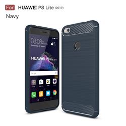 Luxury Carbon Fiber Brushed Wire Drawing Silicone TPU Back Cover for Huawei P8 Lite 2017 / P9 Honor 8 Nova Lite (Navy)