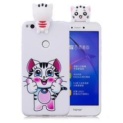 Cute Pink Kitten Soft 3D Climbing Doll Soft Case for Huawei P8 Lite 2017 / P9 Honor 8 Nova Lite