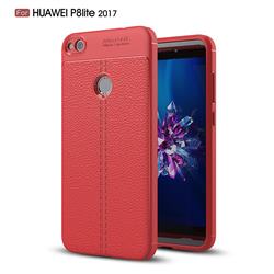 Luxury Auto Focus Litchi Texture Silicone TPU Back Cover for Huawei P8 Lite 2017 / P9 Honor 8 Nova Lite - Red