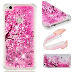 Pink Cherry Blossom Dynamic Liquid Glitter Sand Quicksand Star TPU Case for Huawei P8 Lite 2017 / P9 Honor 8 Nova Lite