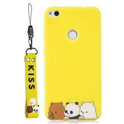 Yellow Bear Family Soft Kiss Candy Hand Strap Silicone Case for Huawei P8 Lite 2017 / P9 Honor 8 Nova Lite