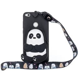 Cute Panda Neck Lanyard Zipper Wallet Silicone Case for Huawei P8 Lite 2017 / P9 Honor 8 Nova Lite