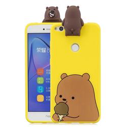 Brown Bear Soft 3D Climbing Doll Stand Soft Case for Huawei P8 Lite 2017 / P9 Honor 8 Nova Lite