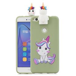 Cute Unicorn Soft 3D Climbing Doll Stand Soft Case for Huawei P8 Lite 2017 / P9 Honor 8 Nova Lite