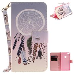 Wind Chimes Hand Strap Leather Wallet Case for Huawei P8 Lite 2017 / P9 Honor 8 Nova Lite