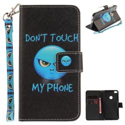 Not Touch My Phone Hand Strap Leather Wallet Case for Huawei P8 Lite 2017 / P9 Honor 8 Nova Lite