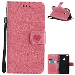 Embossing Sunflower Leather Wallet Case for Huawei P8 Lite 2017 / P9 Honor 8 Nova Lite - Pink
