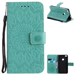 Embossing Sunflower Leather Wallet Case for Huawei P8 Lite 2017 / P9 Honor 8 Nova Lite - Green