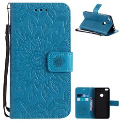 Embossing Sunflower Leather Wallet Case for Huawei P8 Lite 2017 / P9 Honor 8 Nova Lite - Blue