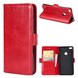 Luxury Crazy Horse PU Leather Wallet Case for Huawei P8 Lite 2017 / P9 Honor 8 Nova Lite - Red