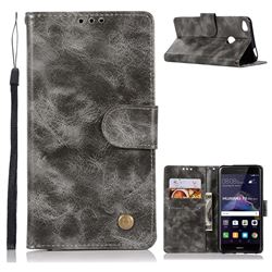 Luxury Retro Leather Wallet Case for Huawei P8 Lite 2017 / P9 Honor 8 Nova Lite - Gray