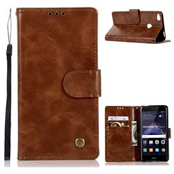 Luxury Retro Leather Wallet Case for Huawei P8 Lite 2017 / P9 Honor 8 Nova Lite - Brown