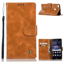 Luxury Retro Leather Wallet Case for Huawei P8 Lite 2017 / P9 Honor 8 Nova Lite - Golden