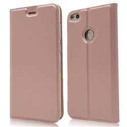 Ultra Slim Card Magnetic Automatic Suction Leather Wallet Case for Huawei P8 Lite 2017 / P9 Honor 8 Nova Lite - Rose Gold