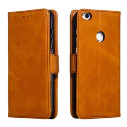 Retro Classic Calf Pattern Leather Wallet Phone Case for Huawei P8 Lite 2017 / P9 Honor 8 Nova Lite - Yellow