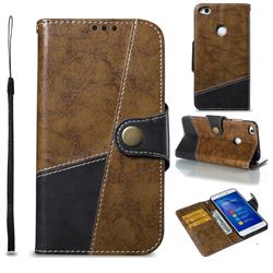 Retro Magnetic Stitching Wallet Flip Cover for Huawei P8 Lite 2017 / P9 Honor 8 Nova Lite - Brown