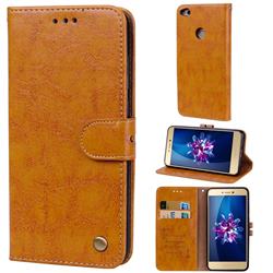 Luxury Retro Oil Wax PU Leather Wallet Phone Case for Huawei P8 Lite 2017 / P9 Honor 8 Nova Lite - Orange Yellow