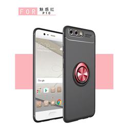 Auto Focus Invisible Ring Holder Soft Phone Case for Huawei P9 - Black Red