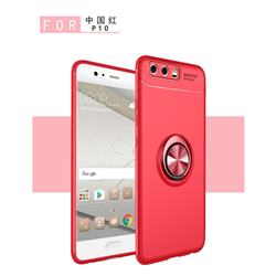 Auto Focus Invisible Ring Holder Soft Phone Case for Huawei P9 - Red