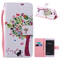 Cat and Tree PU Leather Wallet Case for Huawei P9