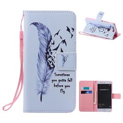 Feather Birds PU Leather Wallet Case for Huawei P9